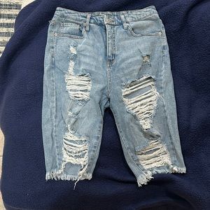 Women denim elongated short